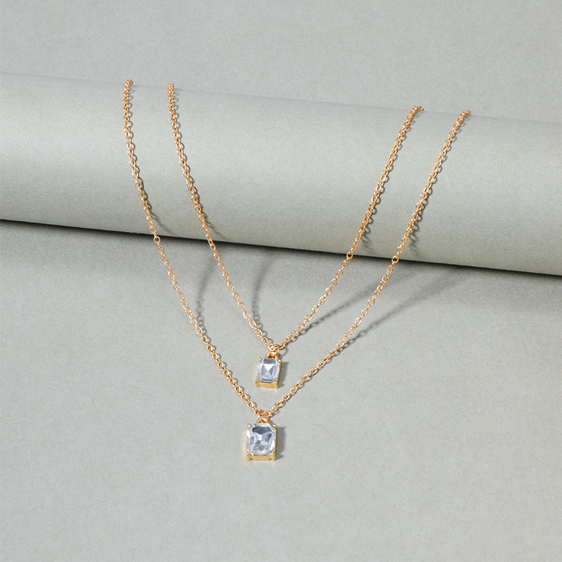 Fashion Square Alloy Inlay Rhinestones Necklace