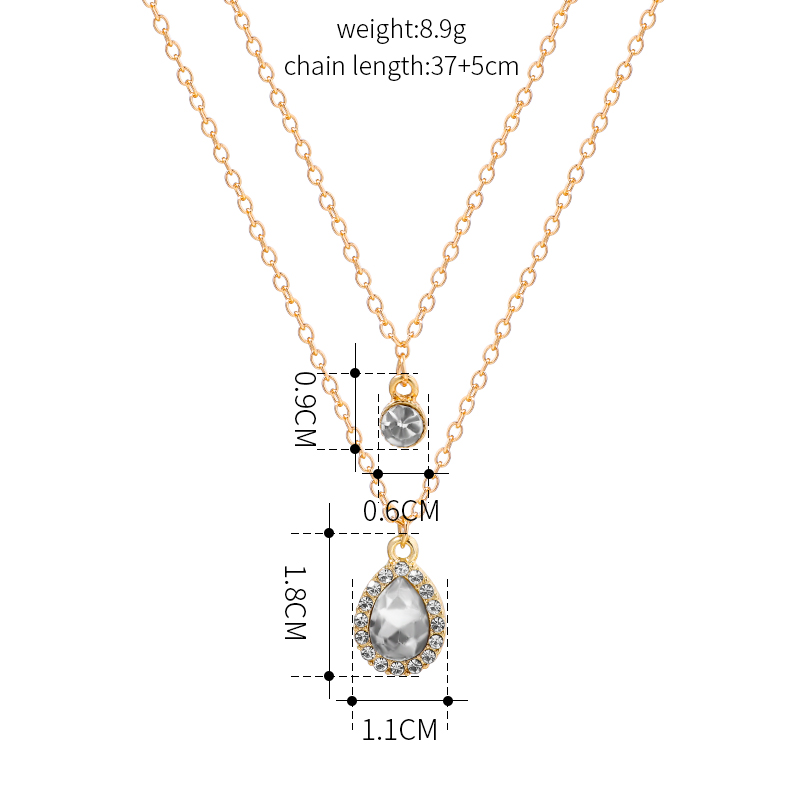 Fashion Water Droplets Alloy Inlay Rhinestones Necklace