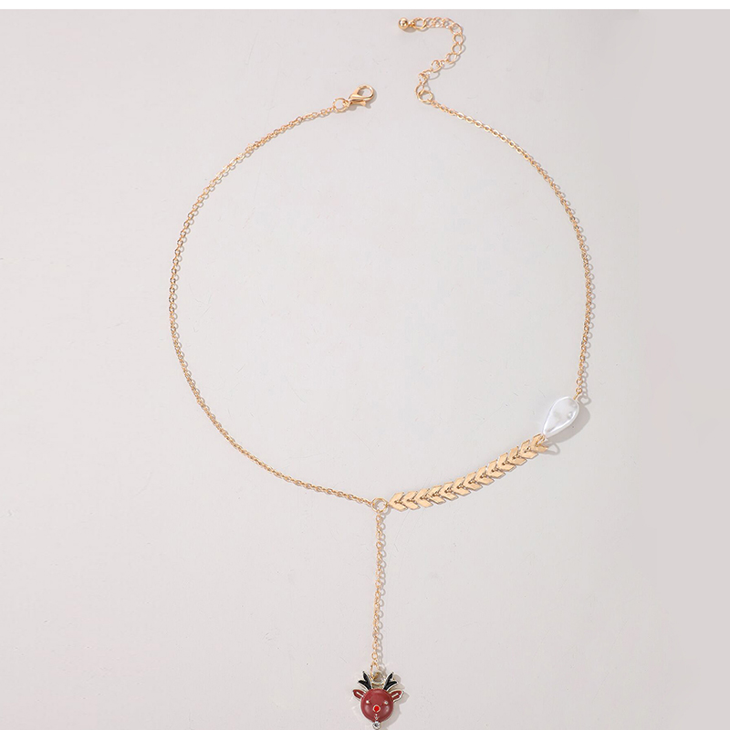 Fashion Elk Alloy Pearl Pendant Necklace