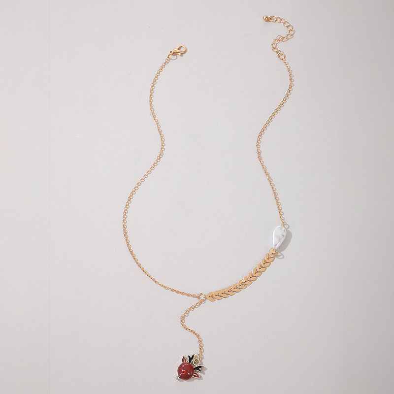 Fashion Elk Alloy Pearl Pendant Necklace