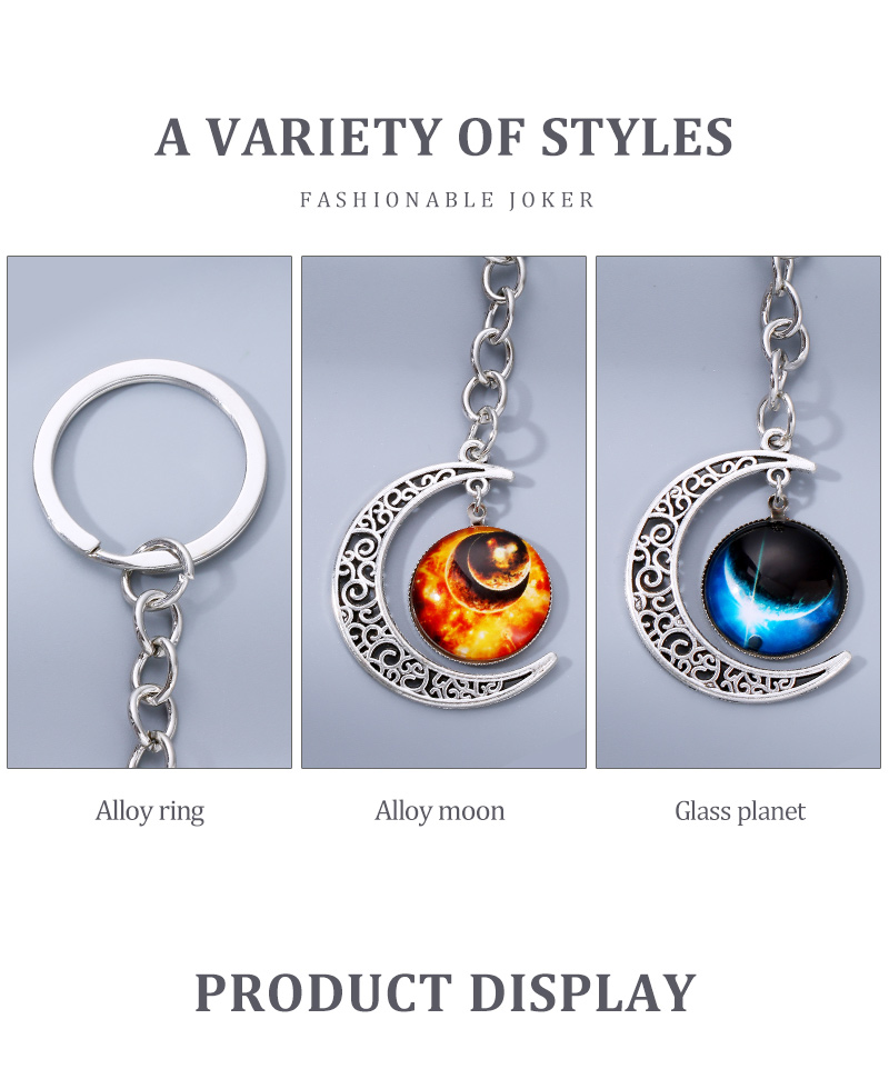 Novelty Moon Alloy Glass Plating Bag Pendant Keychain 1 Piece