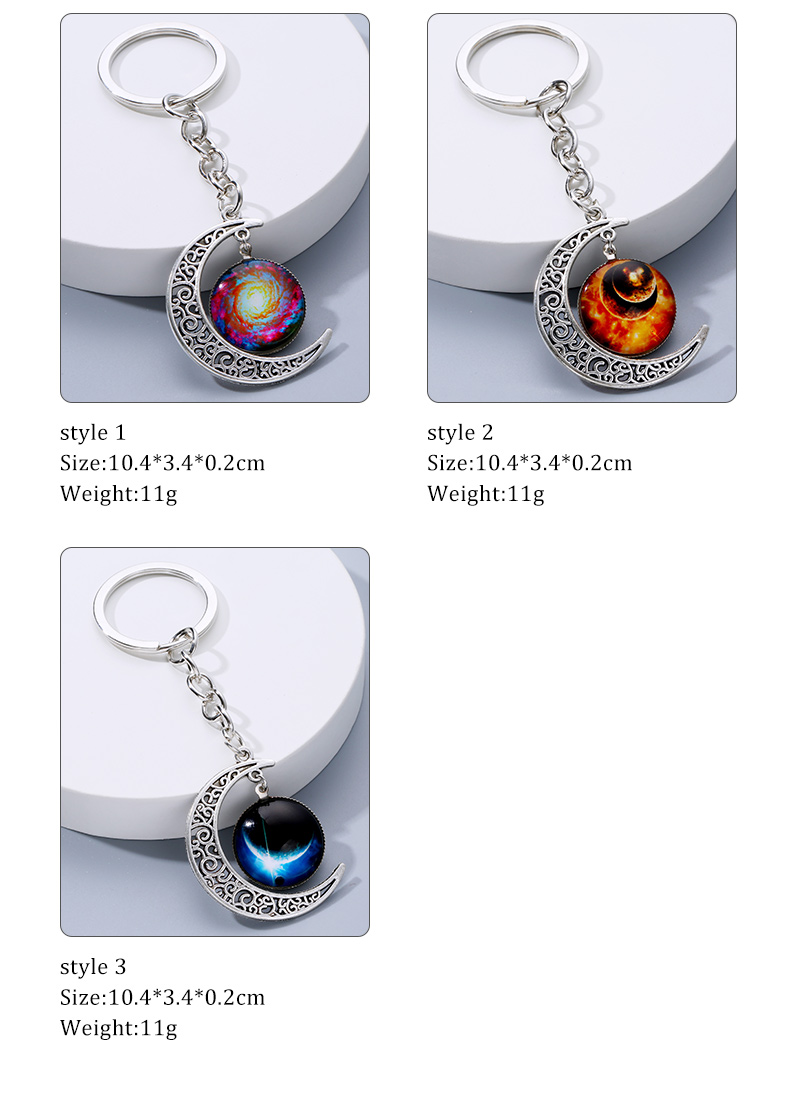 Novelty Moon Alloy Glass Plating Bag Pendant Keychain 1 Piece