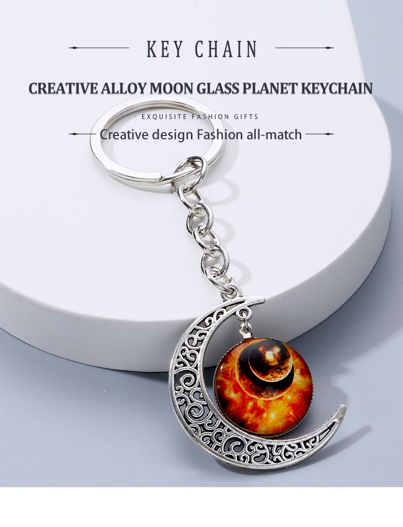 Novelty Moon Alloy Glass Plating Bag Pendant Keychain 1 Piece
