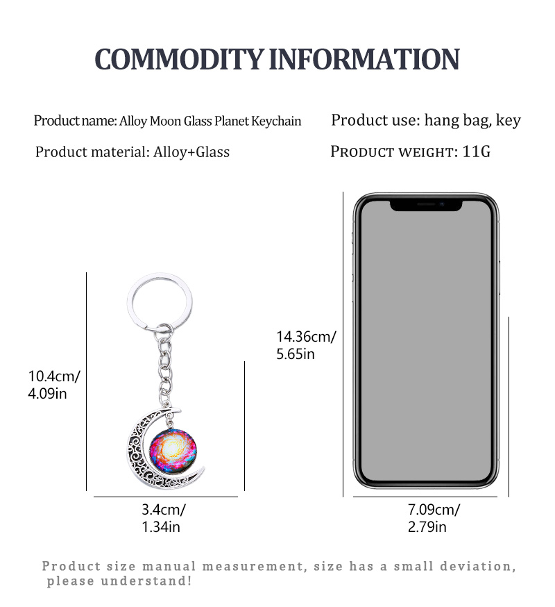 Novelty Moon Alloy Glass Plating Bag Pendant Keychain 1 Piece