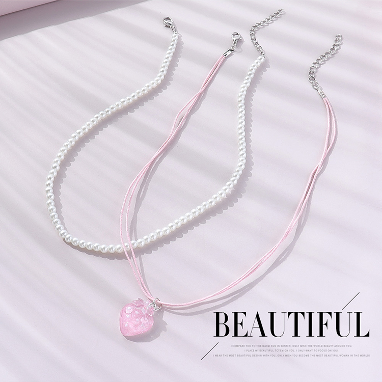 Fashion Bear Imitation Pearl Resin Layered Necklace 1 Set