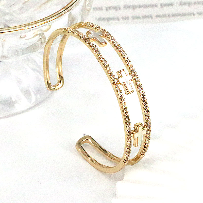 Retro Heart Shape Copper Bangle Inlay Zircon Copper Bracelets 1 Piece