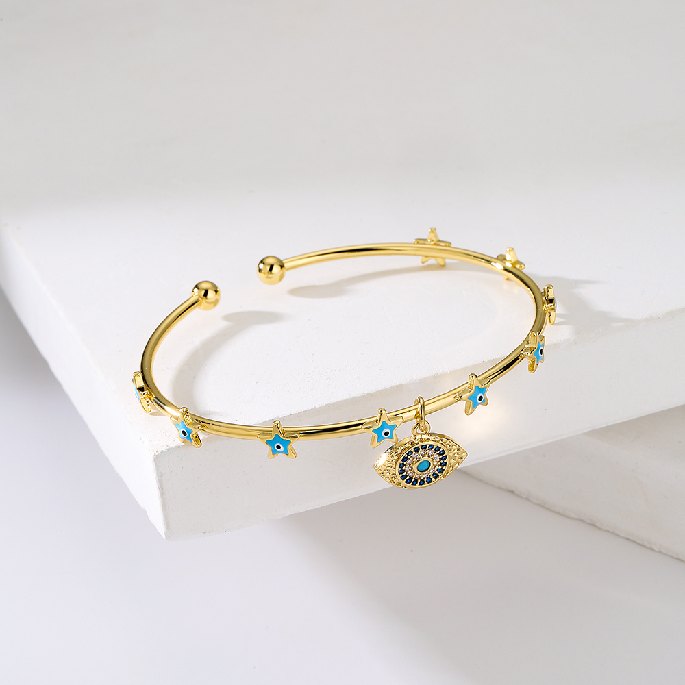 Fashion Eye Copper Bracelets Enamel Gold Plated Zircon Copper Bracelets