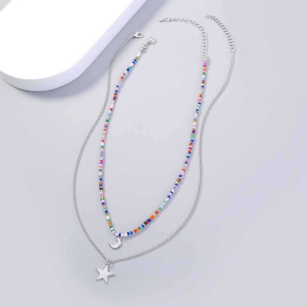 Ethnic Style Star Heart Shape Flower Alloy Resin Inlay Beads Necklace 1 Piece