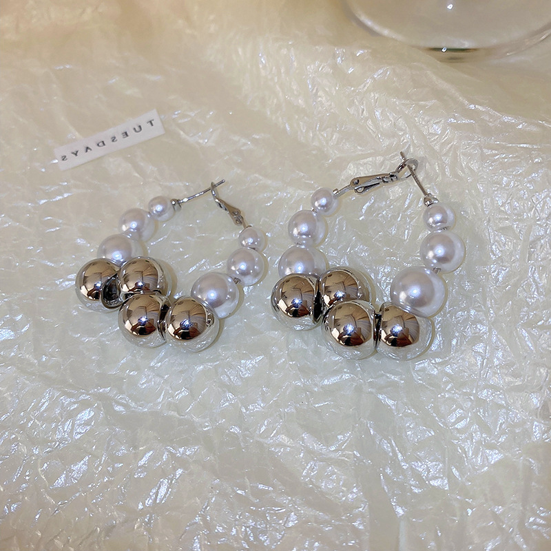 Simple Style Geometric Alloy Pearl Earrings 1 Pair