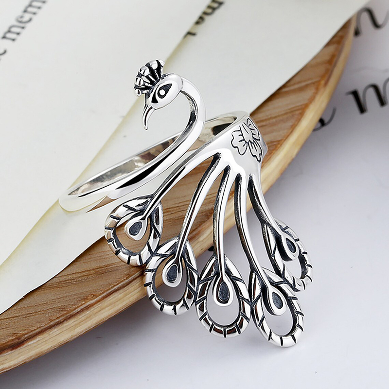 Ethnic Style Peacock Alloy Open Ring 1 Piece