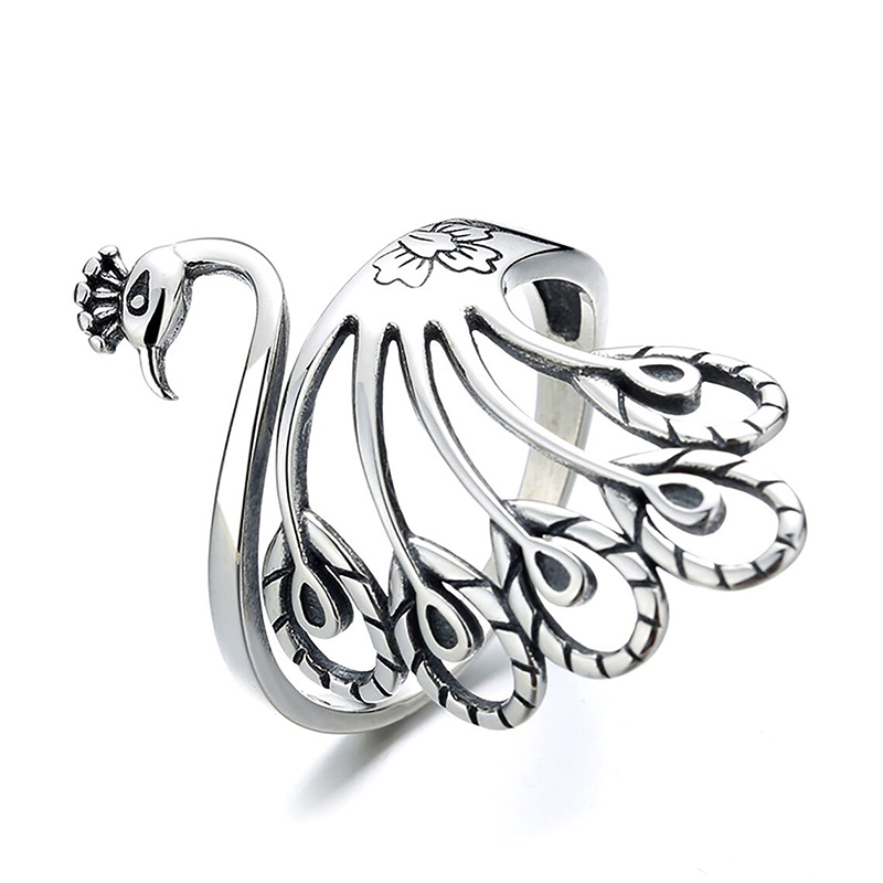 Ethnic Style Peacock Alloy Open Ring 1 Piece