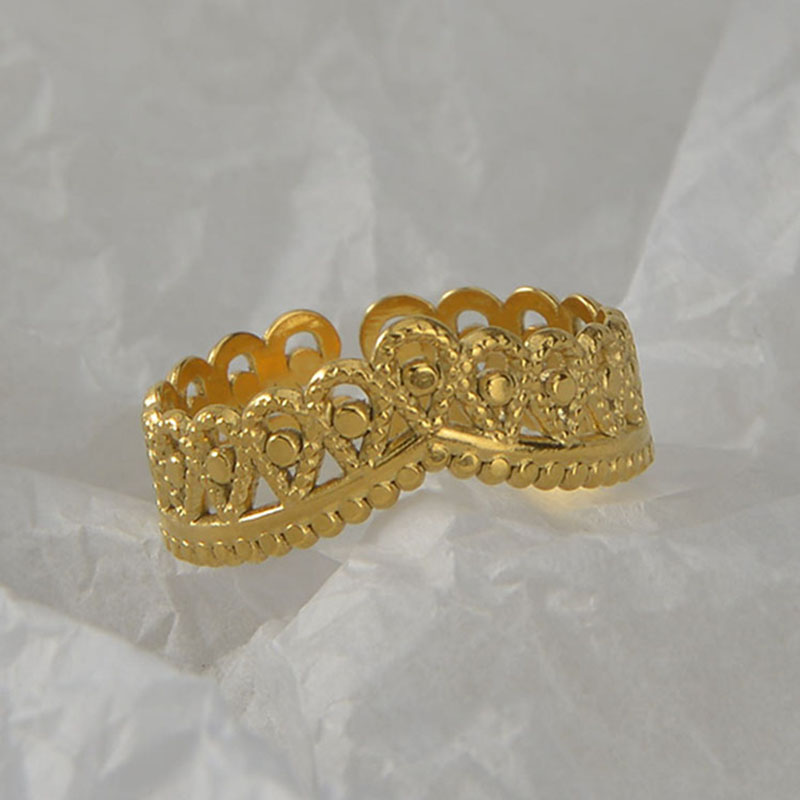 Vintage Style Crown Stainless Steel Open Ring Plating Stainless Steel Rings