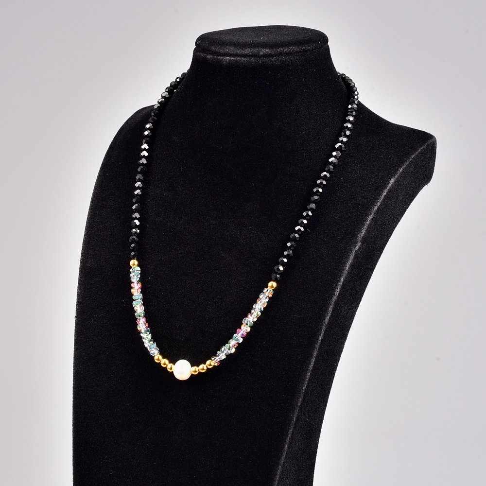 Simple Style Color Block Titanium Steel Necklace Beaded Plating Pearl Stainless Steel Necklaces