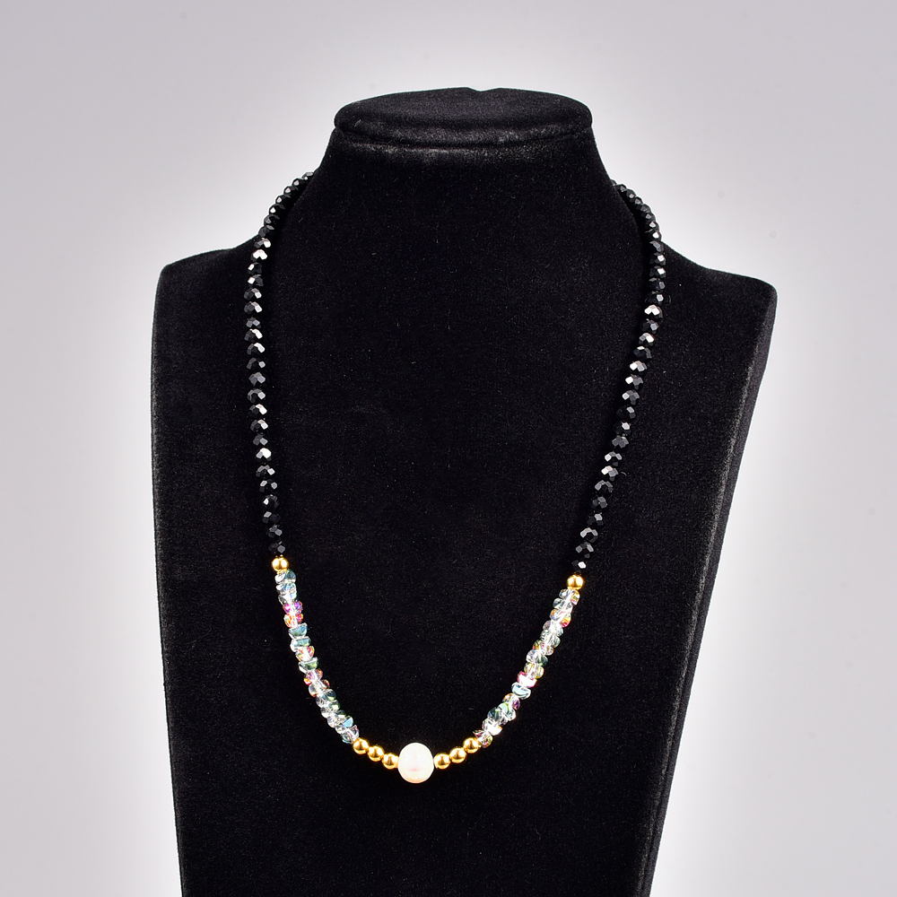 Simple Style Color Block Titanium Steel Necklace Beaded Plating Pearl Stainless Steel Necklaces