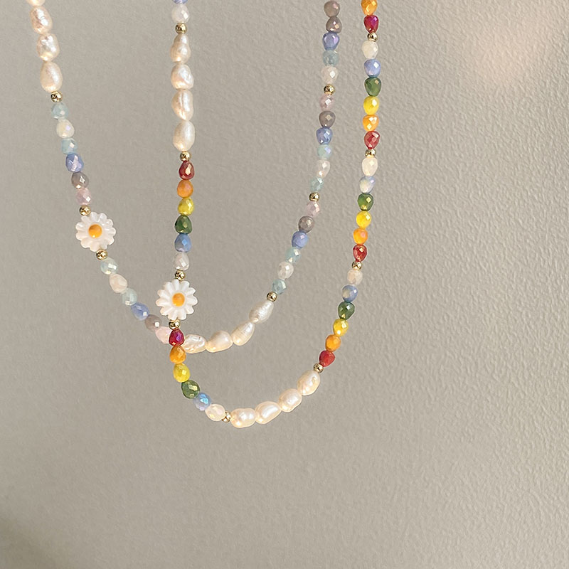 Simple Style Daisy Beaded Patchwork Bracelets Necklace