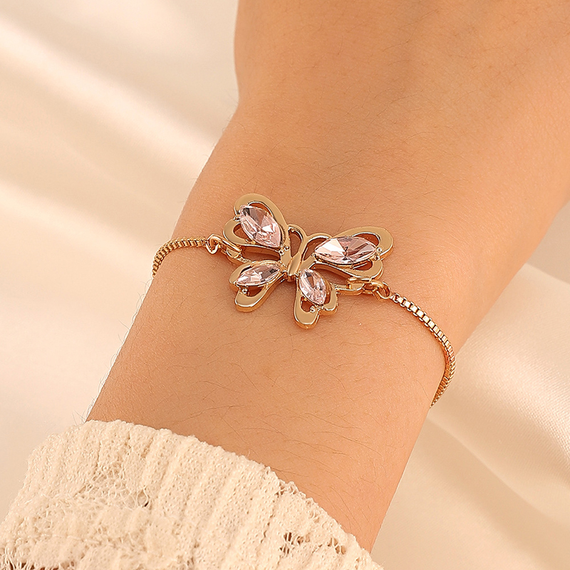 Sweet Butterfly Copper Bracelets Inlay Zircon Copper Bracelets 1 Piece