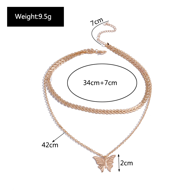 Fashion Butterfly Alloy Layered Necklaces 1 Piece