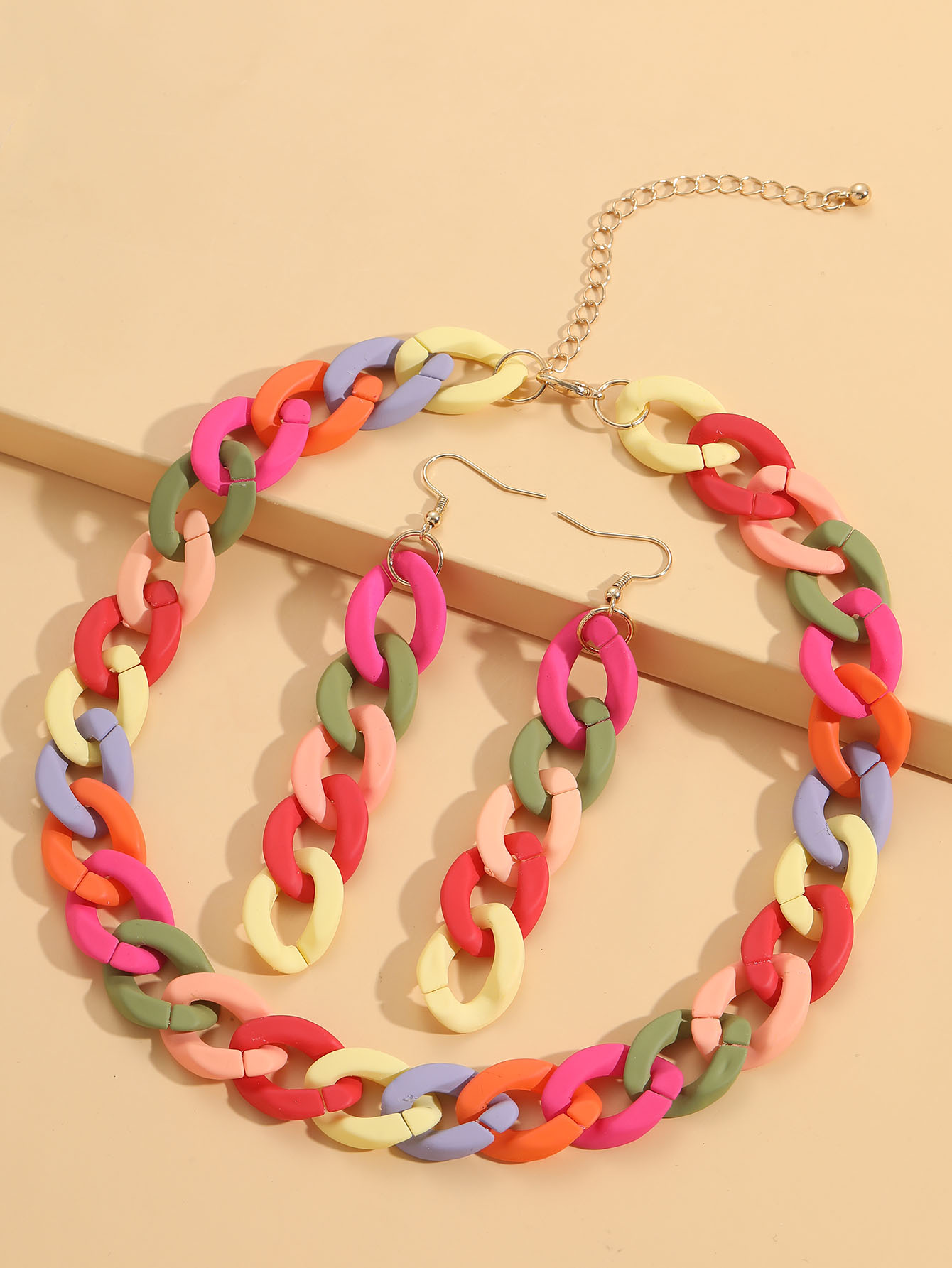 Fashion Colorful Synthetic Resin Earrings Necklace