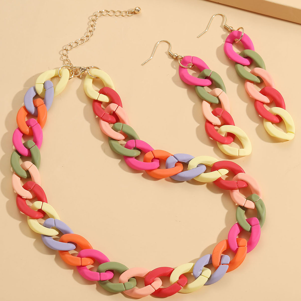 Fashion Colorful Synthetic Resin Earrings Necklace