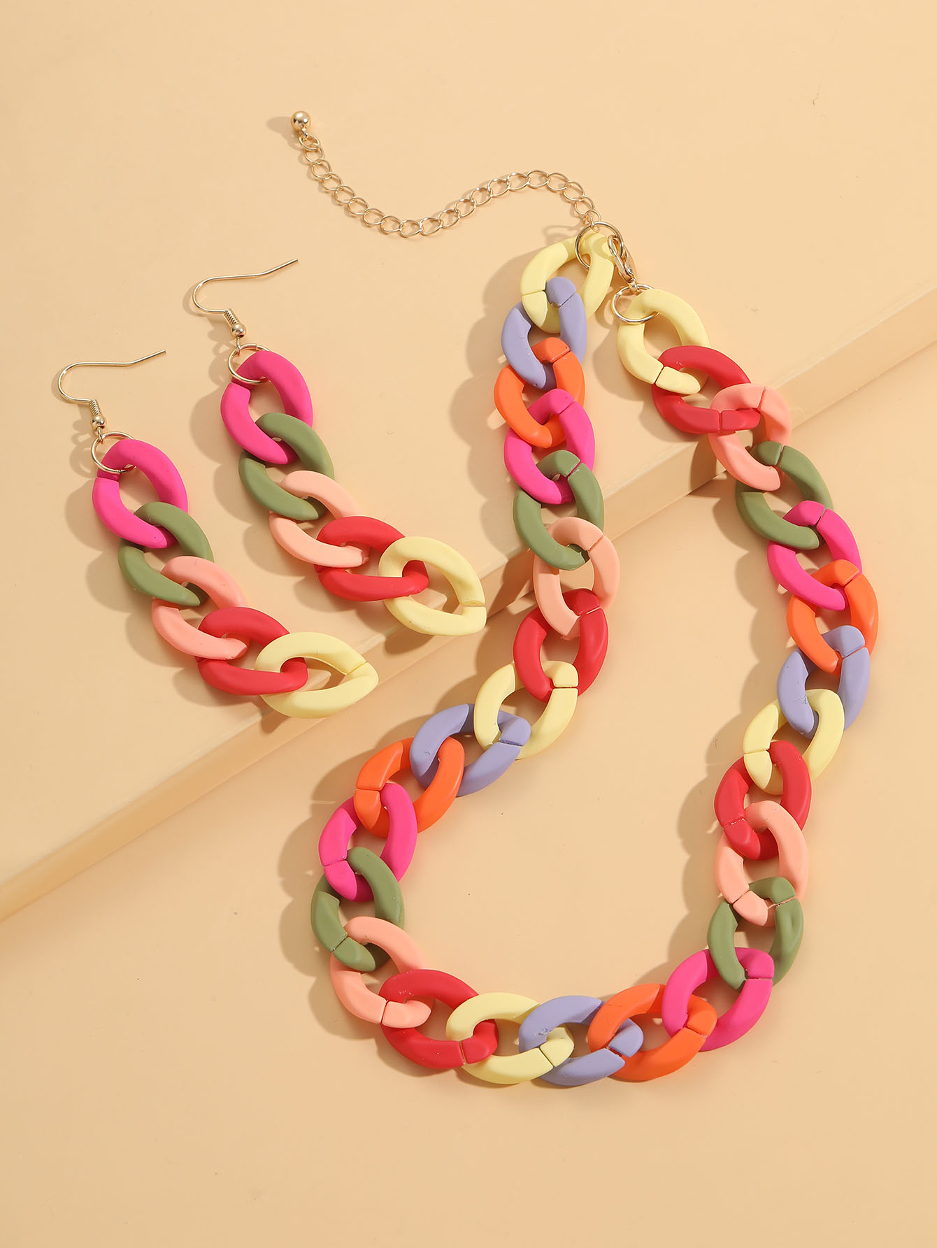 Fashion Colorful Synthetic Resin Earrings Necklace