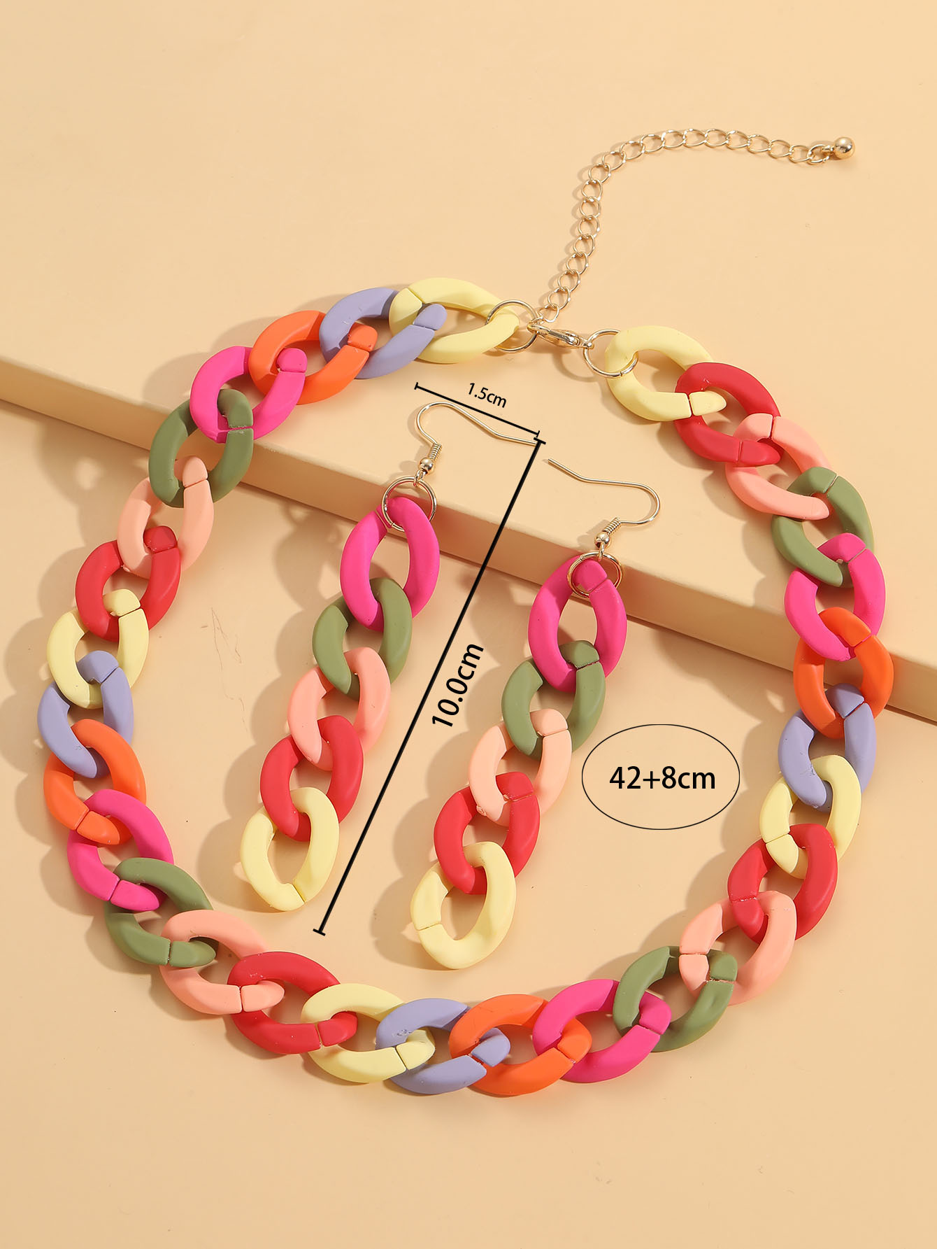 Fashion Colorful Synthetic Resin Earrings Necklace