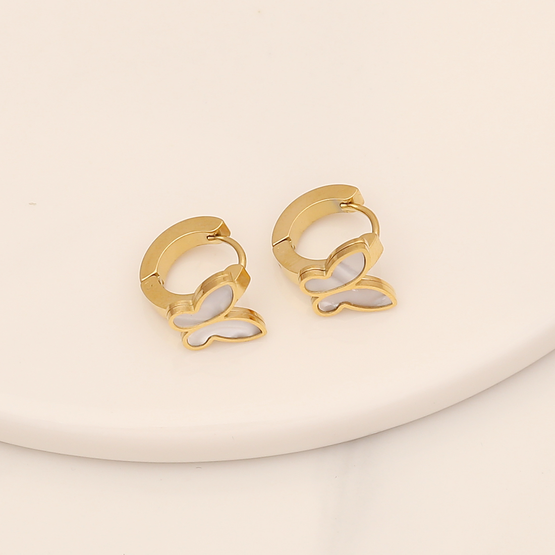 Fashion Heart Shape Butterfly Stainless Steel Earrings Plating Stainless Steel Earrings 1 Pair
