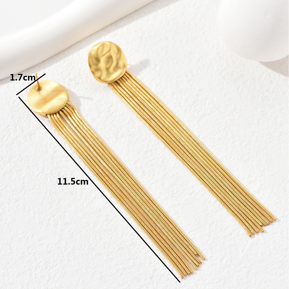 Simple Style Tassel Copper Dangling Earrings Gold Plated Copper Earrings 1 Pair
