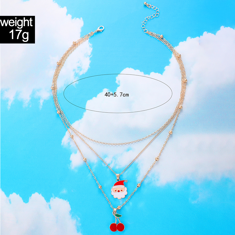 Fashion Santa Claus Cherry Alloy Plating Womenu0027S Layered Necklaces 1 Piece