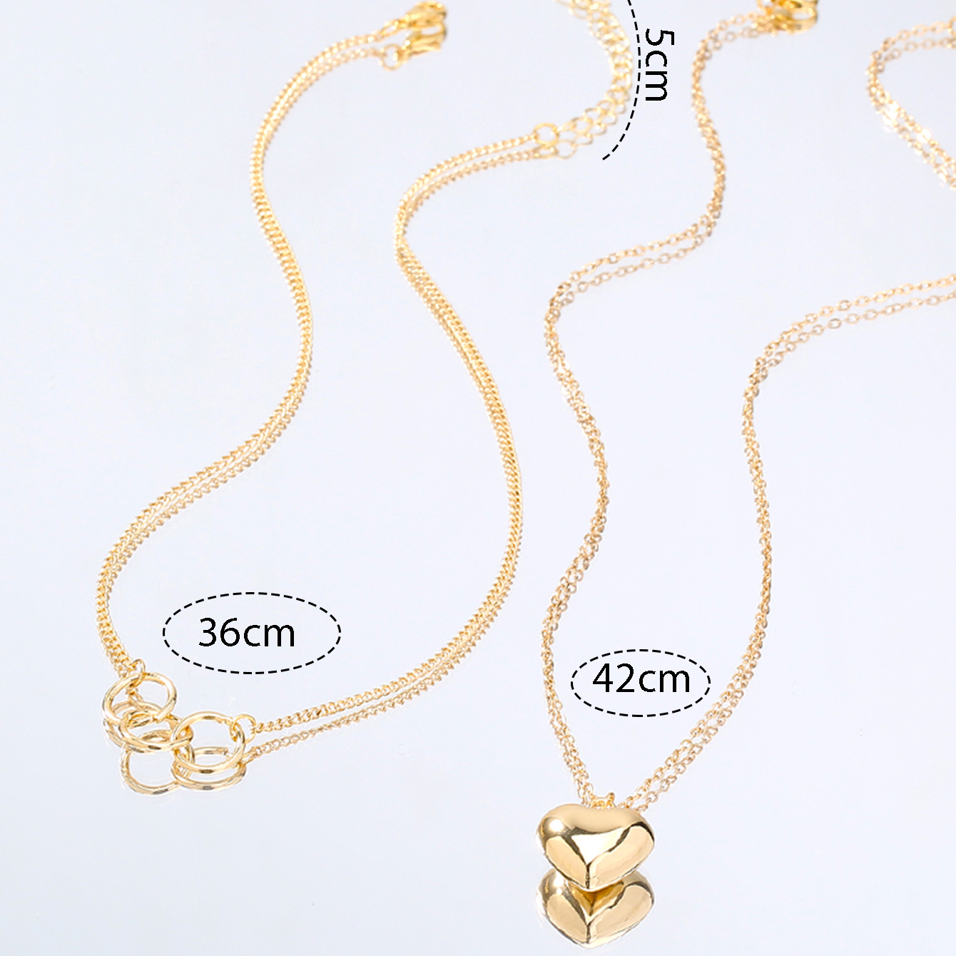 Casual Heart Shape Alloy Hollow Out Inlay Rhinestones Womenu0027S Layered Necklaces 1 Piece