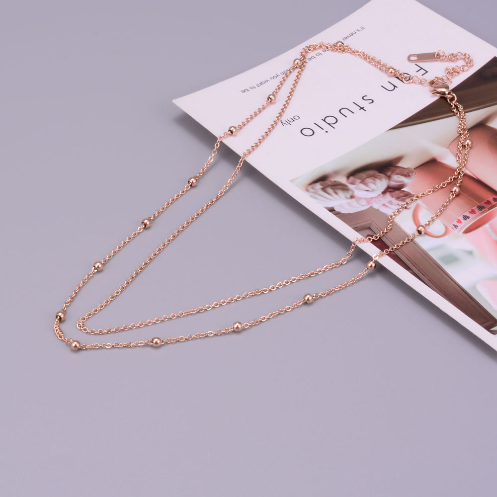 Fashion Geometric Titanium Steel Layered Necklaces Plating Stainless Steel Necklaces