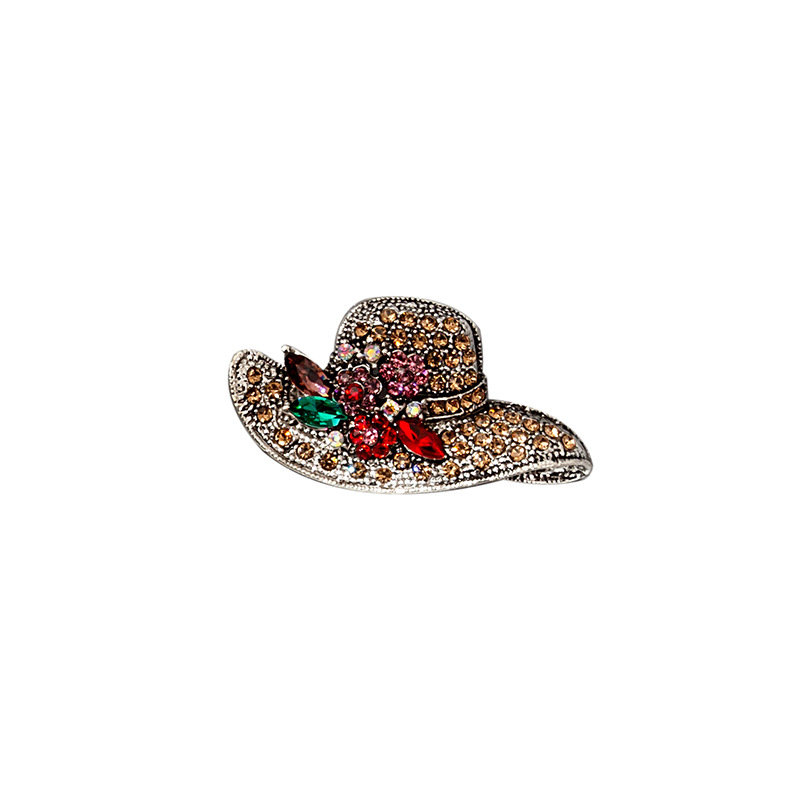 Vintage Style Animal hat Alloy Hollow Out Artificial Gemstones Artificial Diamond Brooches
