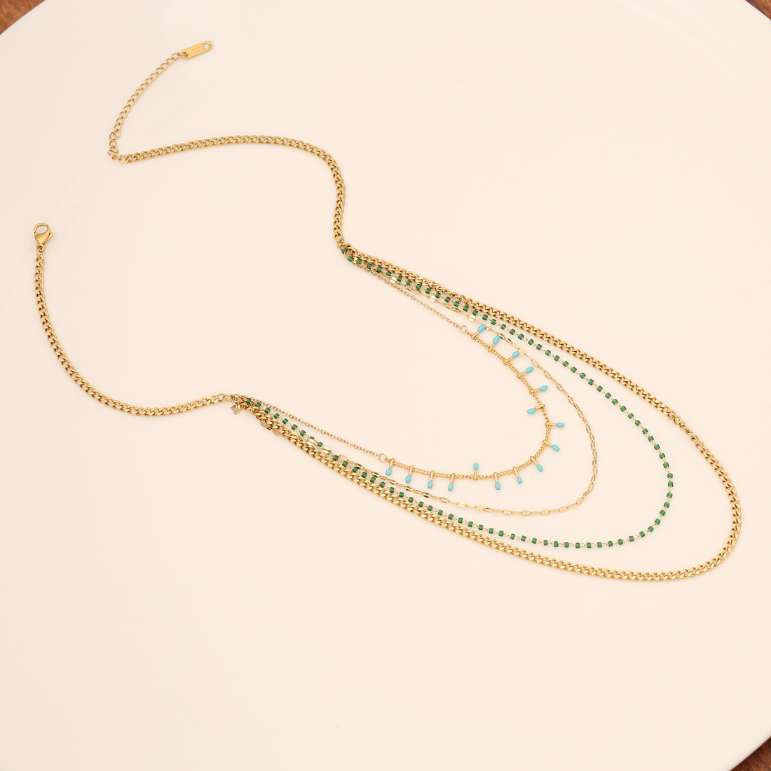 Fashion Eye Stainless Steel Layered Necklaces Layered Inlay Artificial Gemstones Stainless Steel Nec