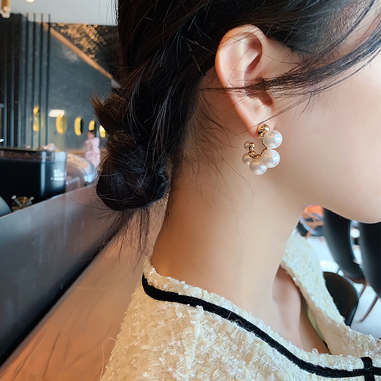 Vintage Style C Shape Alloy Plating Pearl Ear Studs