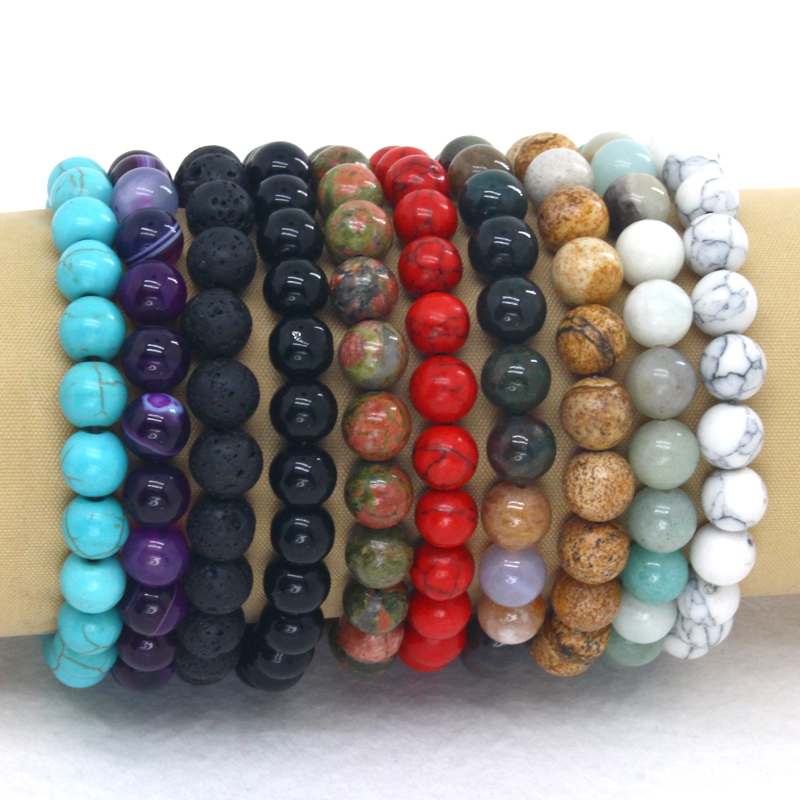 Vintage Style Geometric natural stone Bracelets Beaded 1 Piece