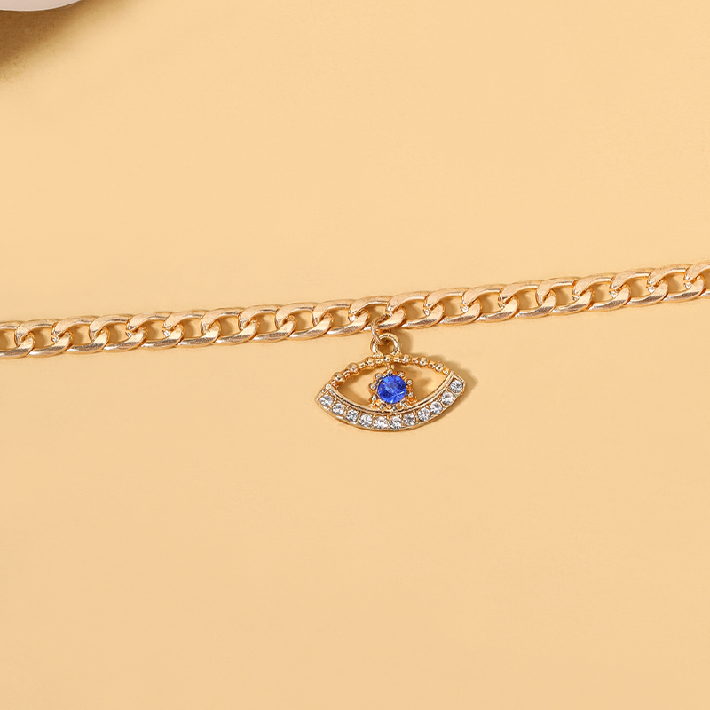 Fashion Devilu0027S Eye Alloy Inlay Artificial Diamond Anklet