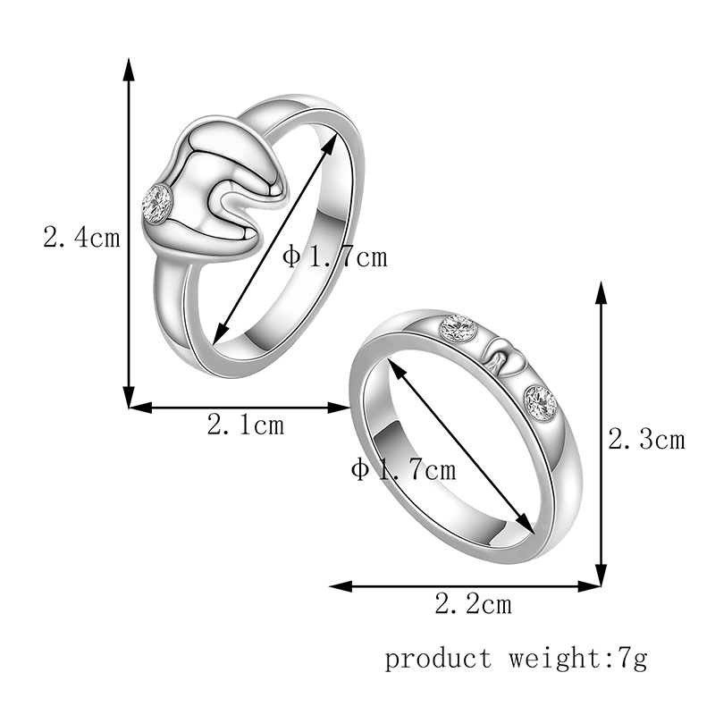 Fashion Geometric Alloy Inlay Rhinestones Rings 2 Pieces