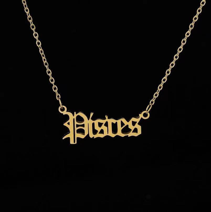 Fashion Letter Constellation Stainless Steel Pendant Necklace Plating Stainless Steel Necklaces