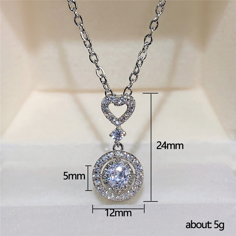 Simple Style Heart Shape Copper Pendant Necklace Inlay Artificial Diamond Zircon Copper Necklaces 1 