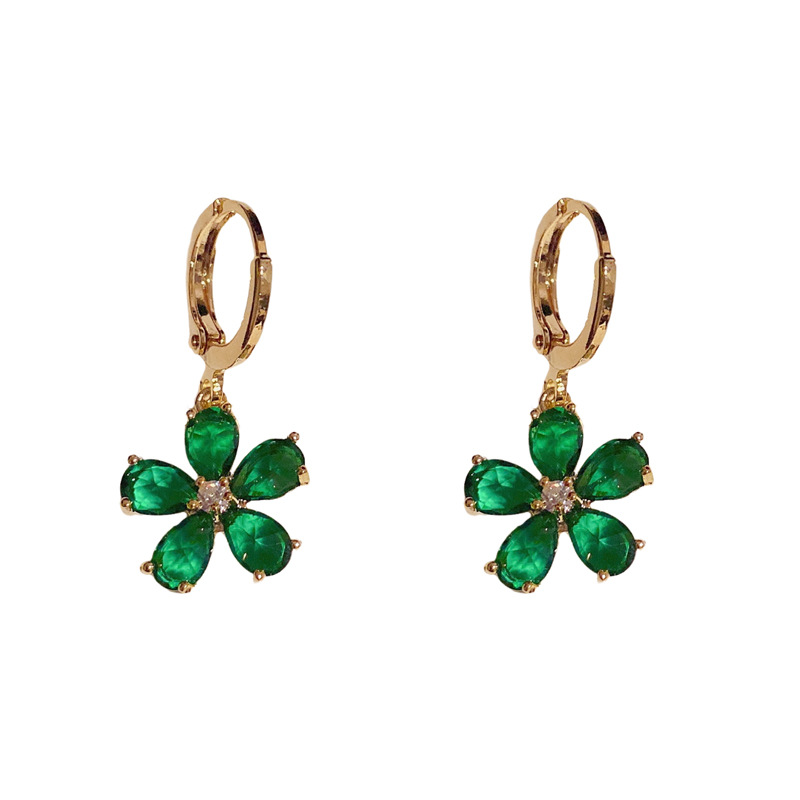 Simple Style Flower Alloy Inlay Zircon Drop Earrings