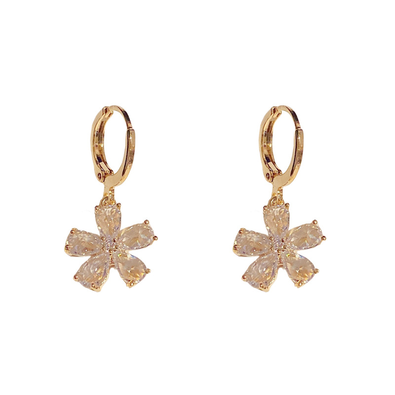 Simple Style Flower Alloy Inlay Zircon Drop Earrings