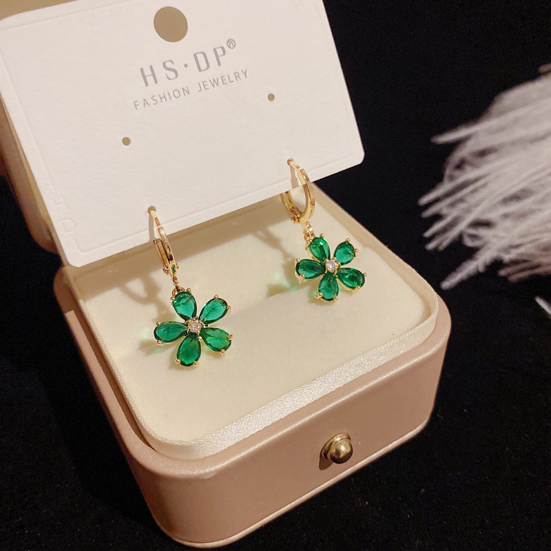 Simple Style Flower Alloy Inlay Zircon Drop Earrings