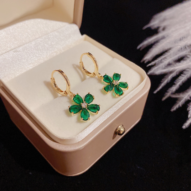Simple Style Flower Alloy Inlay Zircon Drop Earrings
