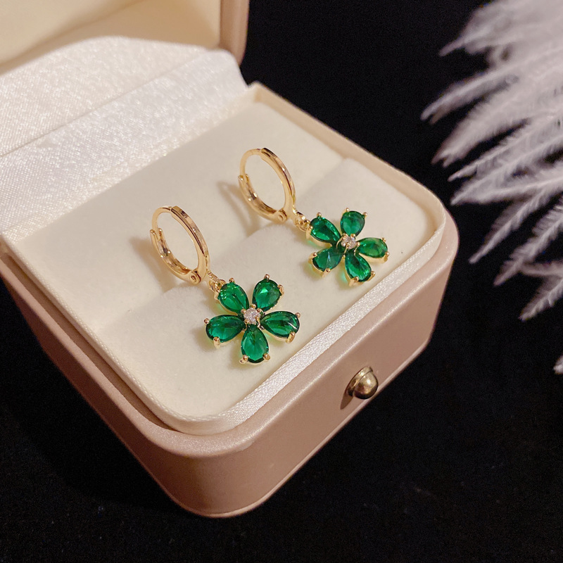 Simple Style Flower Alloy Inlay Zircon Drop Earrings