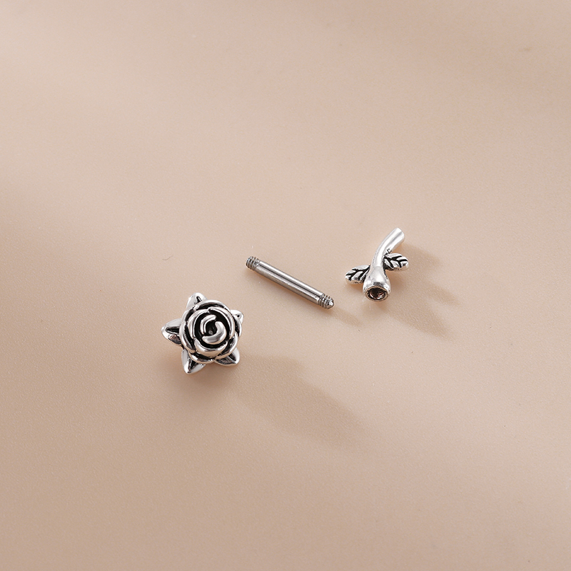 Retro Flower Snake Stainless Steel Ear Studs Plating Stainless Steel Earrings 1 Piece