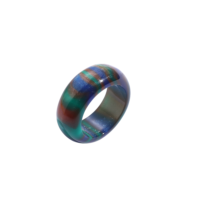 Simple Style Color Block Synthetic Resin Printing Resin Rings