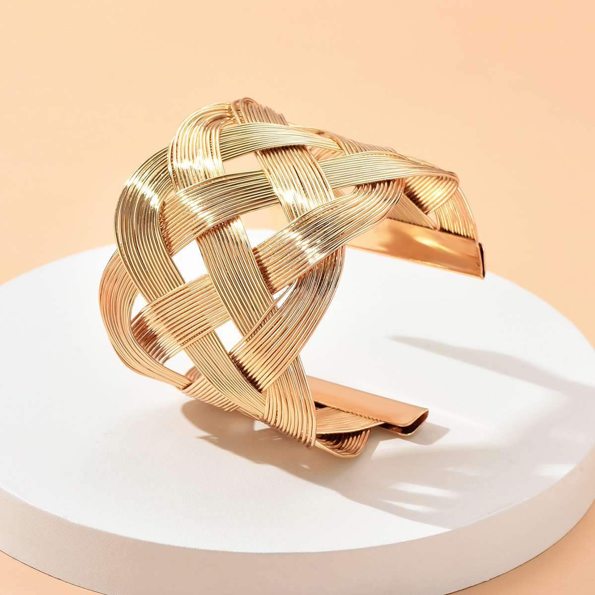 Simple Style Geometric Iron Mesh Gold Plated Bangle