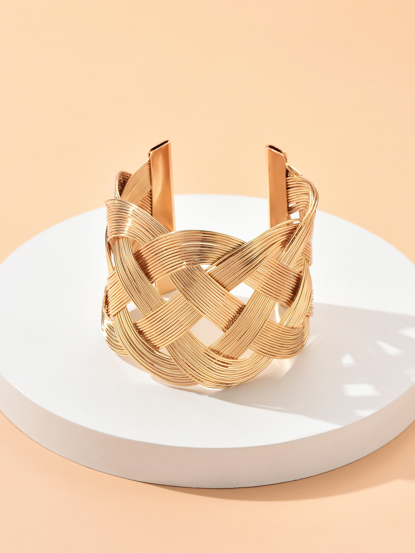 Simple Style Geometric Iron Mesh Gold Plated Bangle