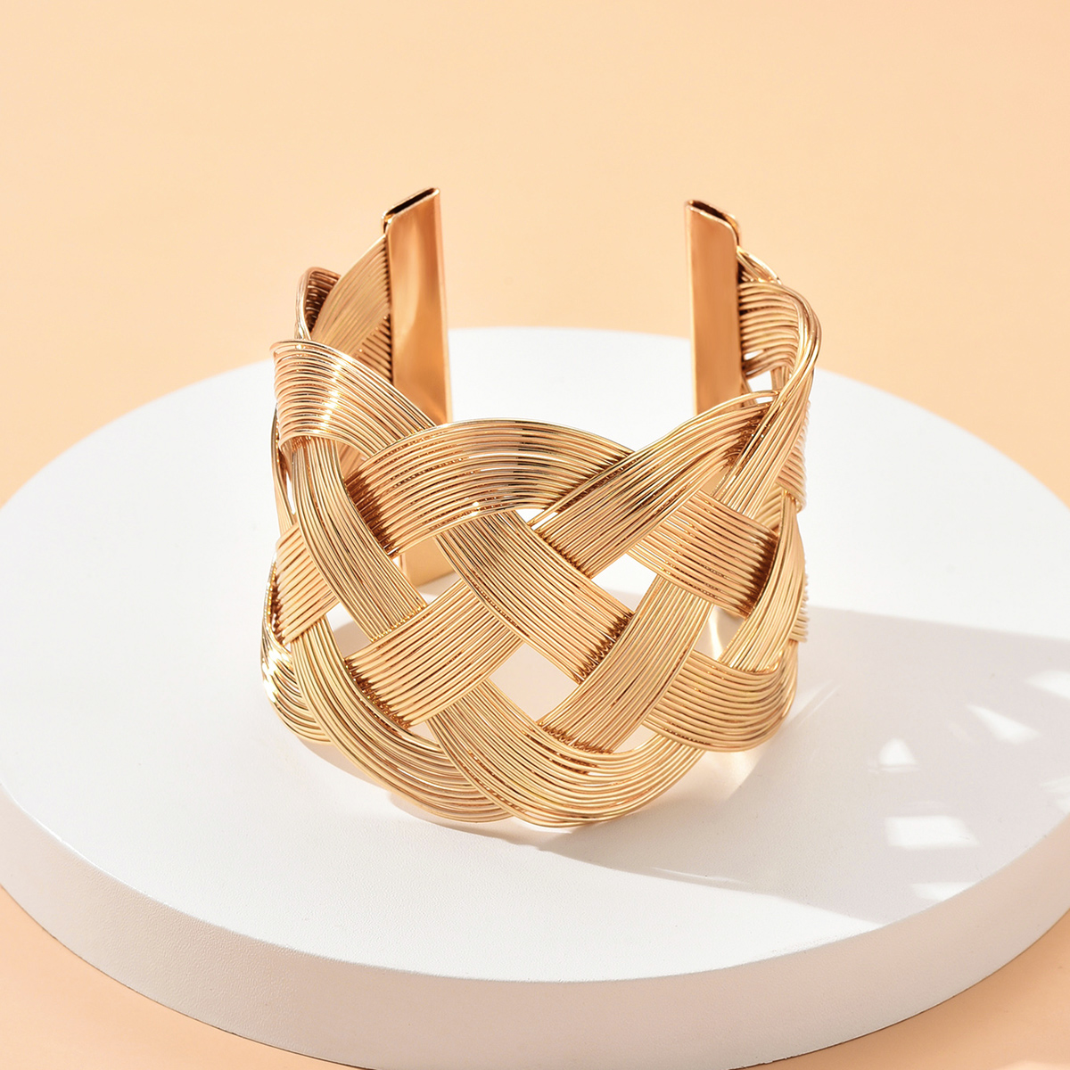 Simple Style Geometric Iron Mesh Gold Plated Bangle