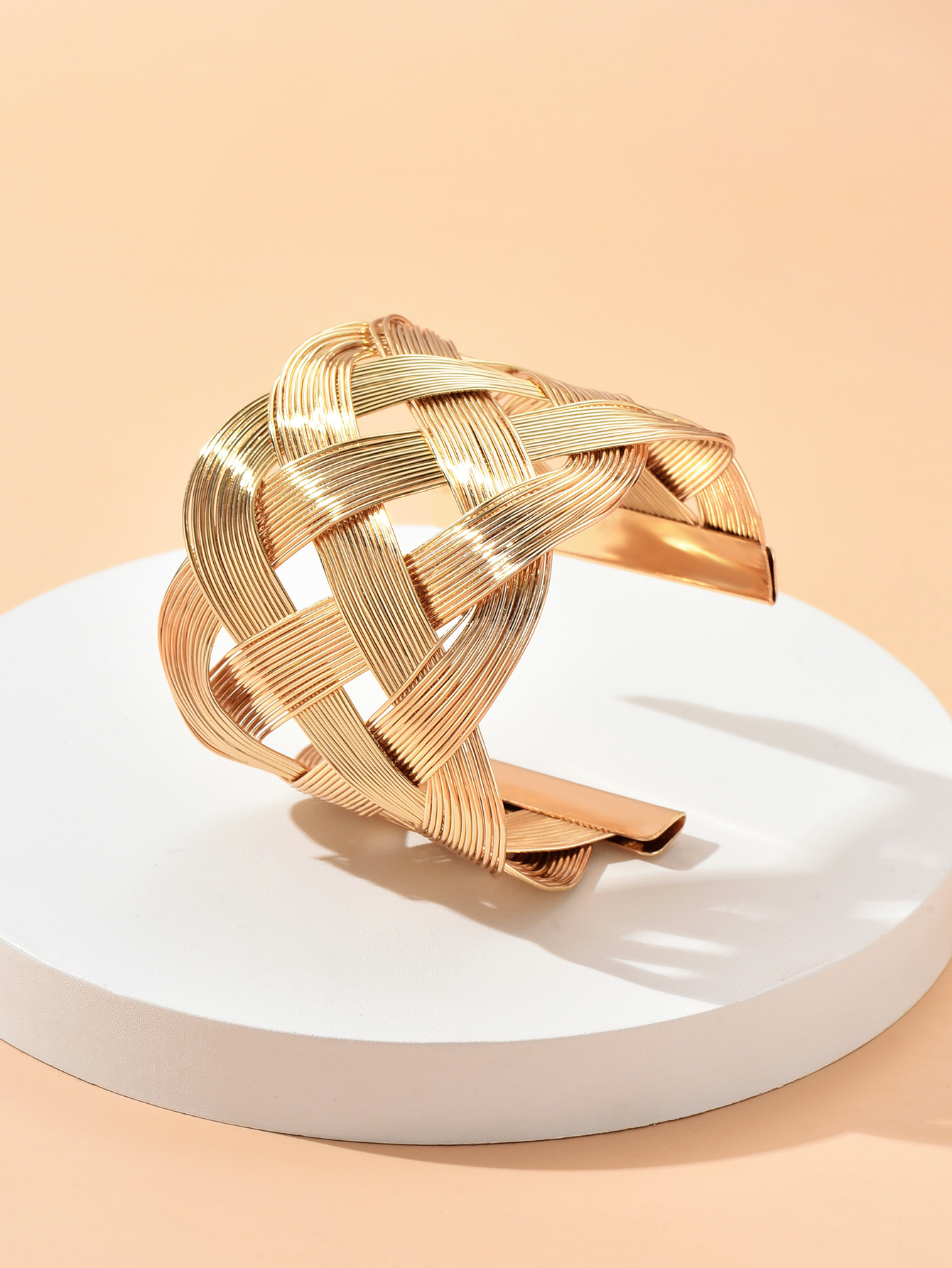 Simple Style Geometric Iron Mesh Gold Plated Bangle