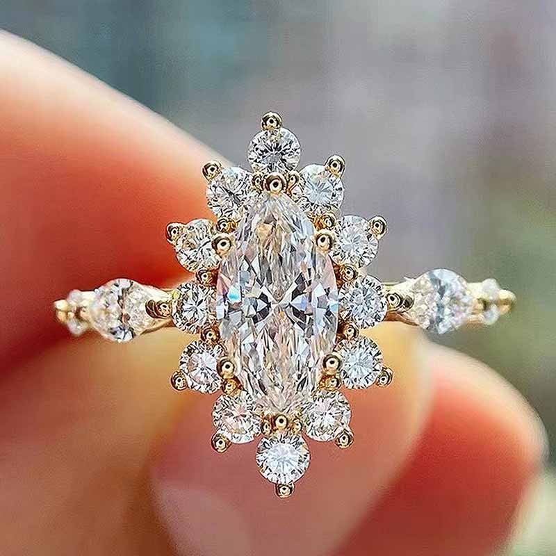 Simple Style Geometric Copper Rings Inlay Artificial Diamond Copper Rings 1 Piece